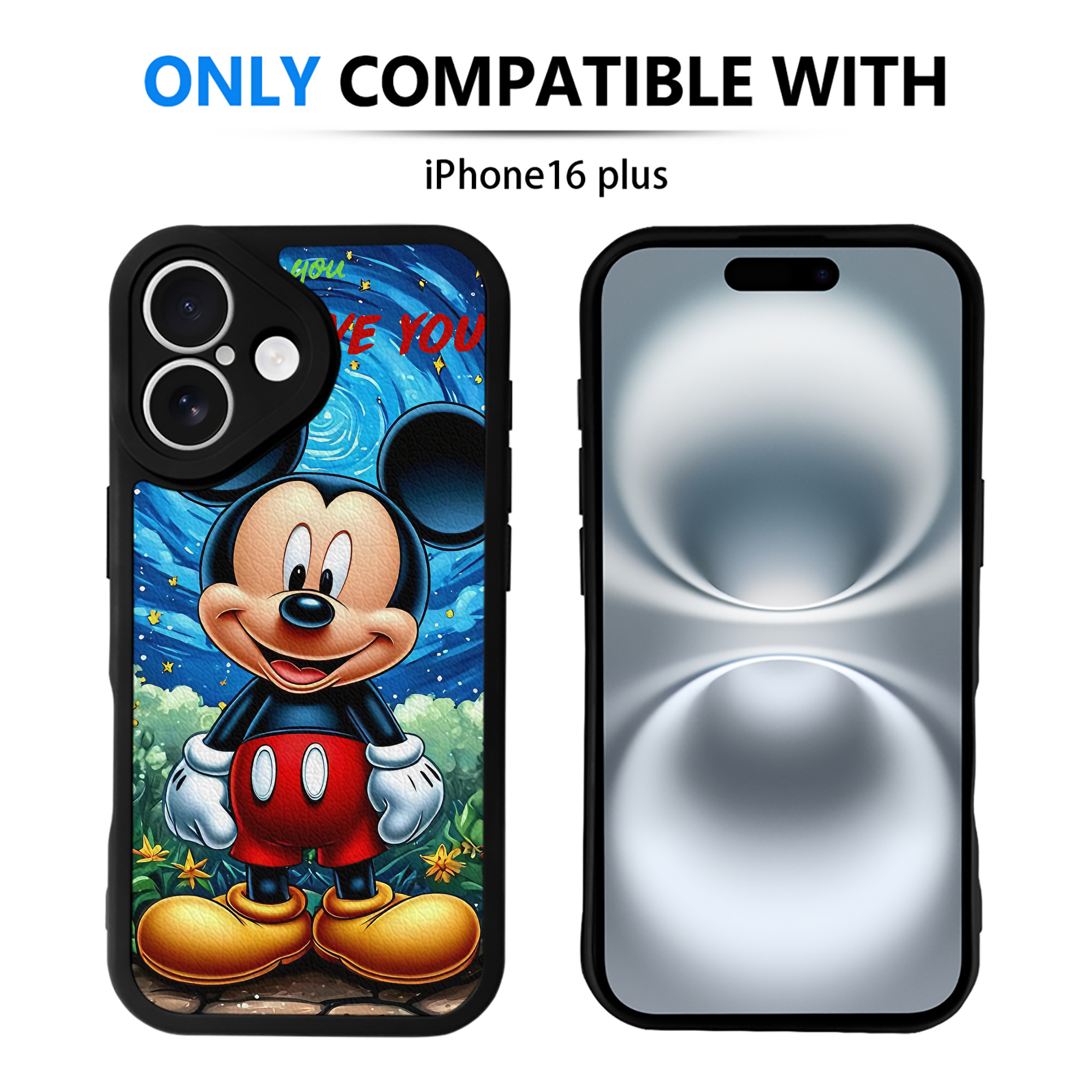 （画像用） ミッキーマウス Mickey Mouse 【iPhone 16シリーズ対応】シリコンスマホケース（レザー調） 材質：シリコン